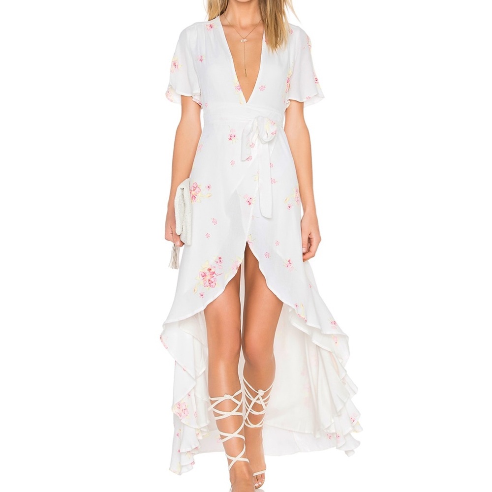 Privacy please floral wrap dress XS